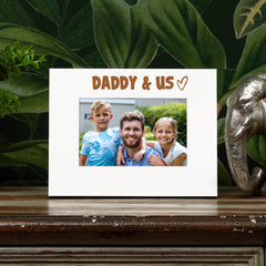 White Engraved Daddy & Us Heart Photo Frame Gift Landscape