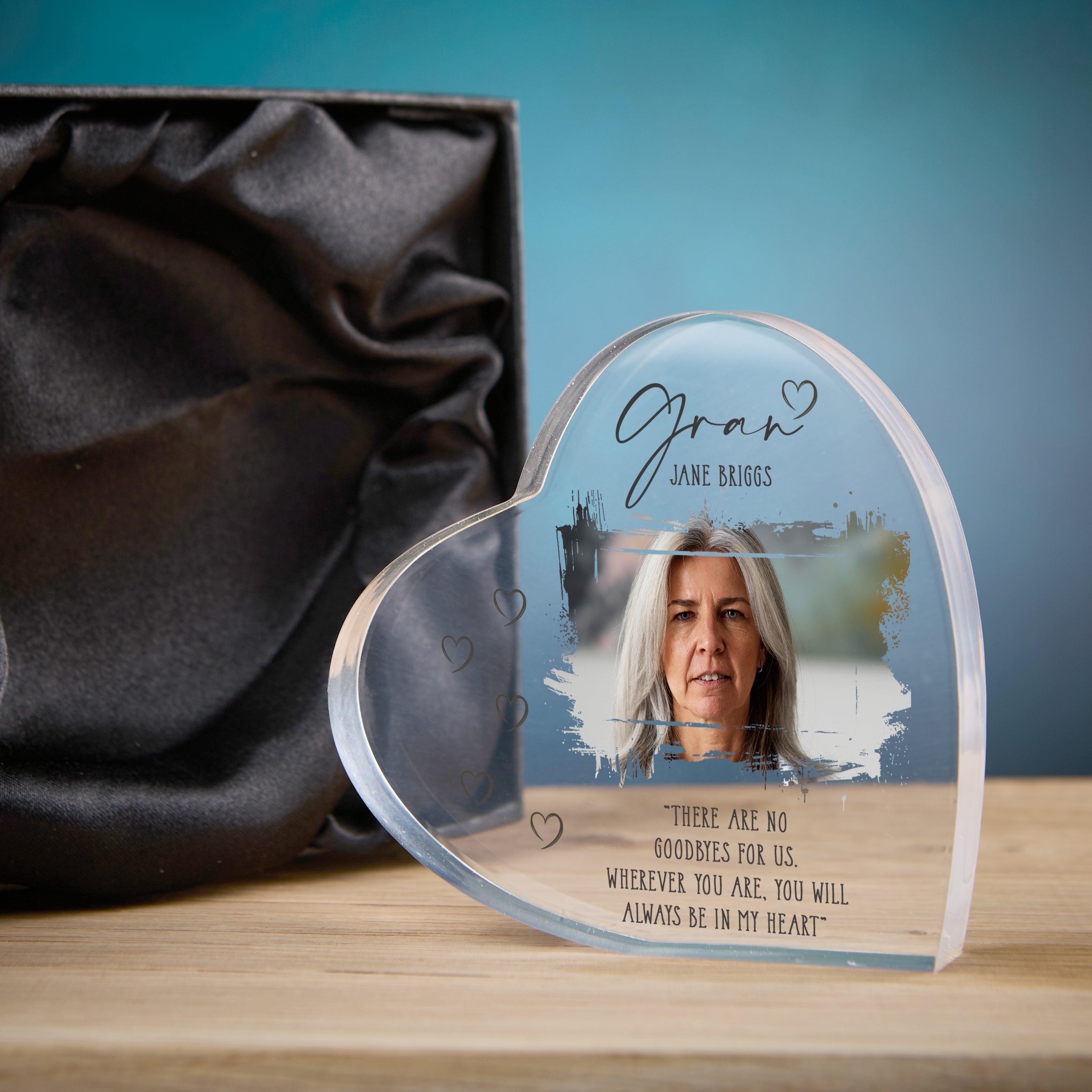 Gran Memorial Keepsake | Acrylic Block Remembrance Heart with Photo | Bereavement Sympathy Condolence Gift | 10x10x2cm