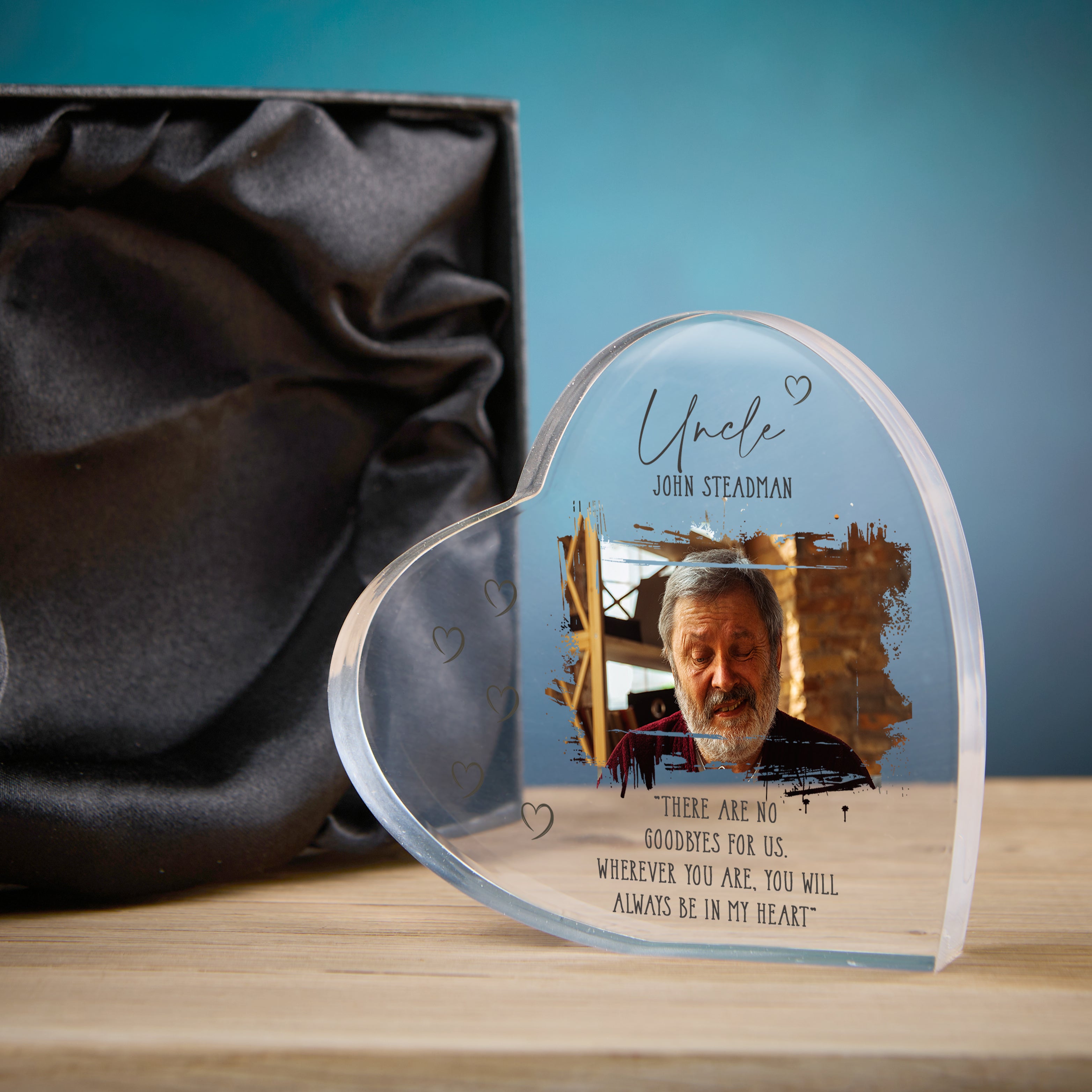 Uncle Memorial Keepsake | Acrylic Block Remembrance Heart with Photo | Bereavement Sympathy Condolence Gift | 10x10x2cm