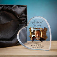 Husband Memorial Keepsake | Acrylic Block Remembrance Heart with Photo | Bereavement Sympathy Condolence Gift | 10x10x2cm