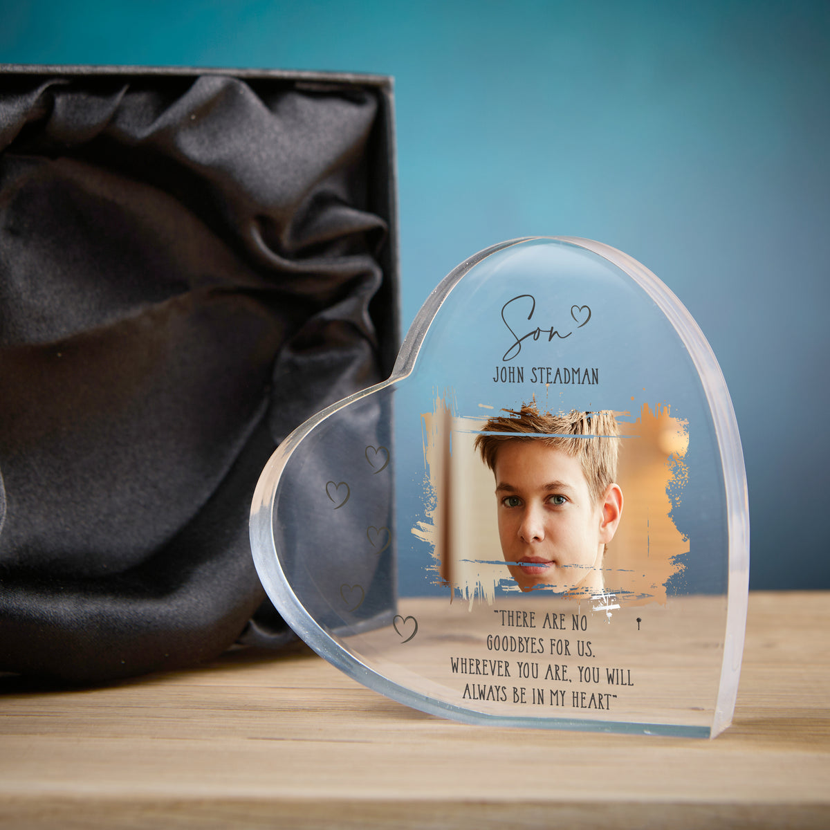 Son Memorial Keepsake | Acrylic Block Remembrance Heart with Photo | Bereavement Sympathy Condolence Gift | 10x10x2cm