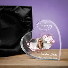 Engagement Personalised Acrylic Glass Heart Block In Gift Box