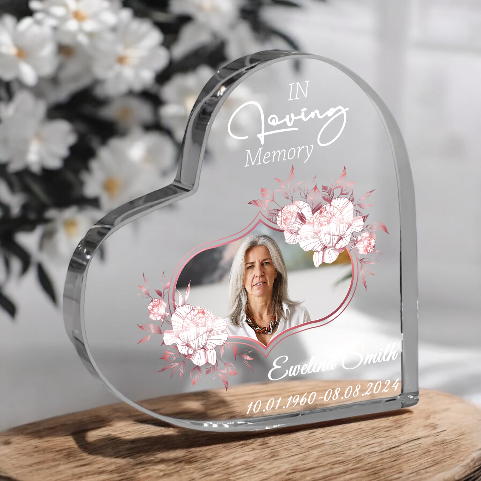 Engagement Personalised Acrylic Glass Heart Block In Gift Box