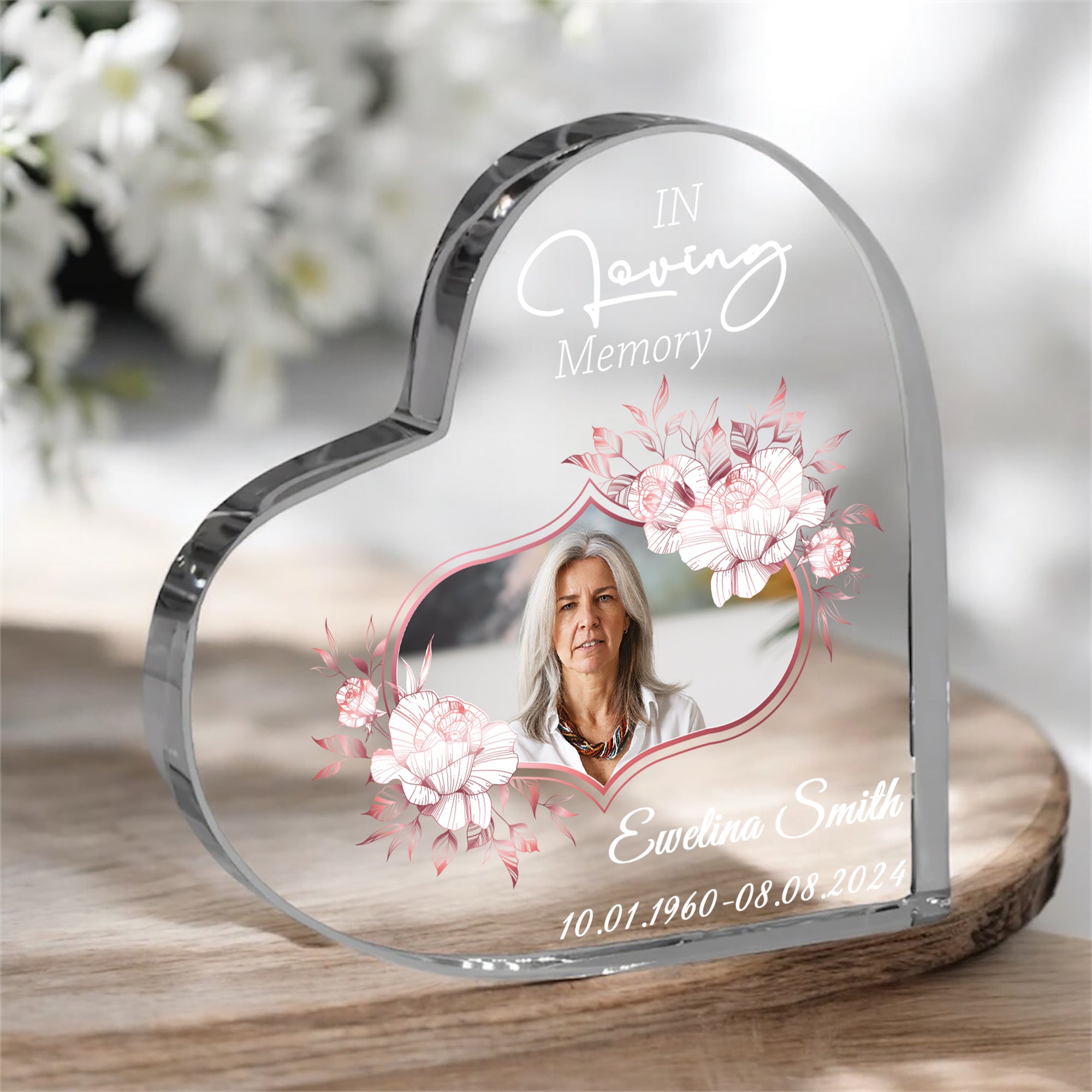 Engagement Personalised Acrylic Glass Heart Block In Gift Box