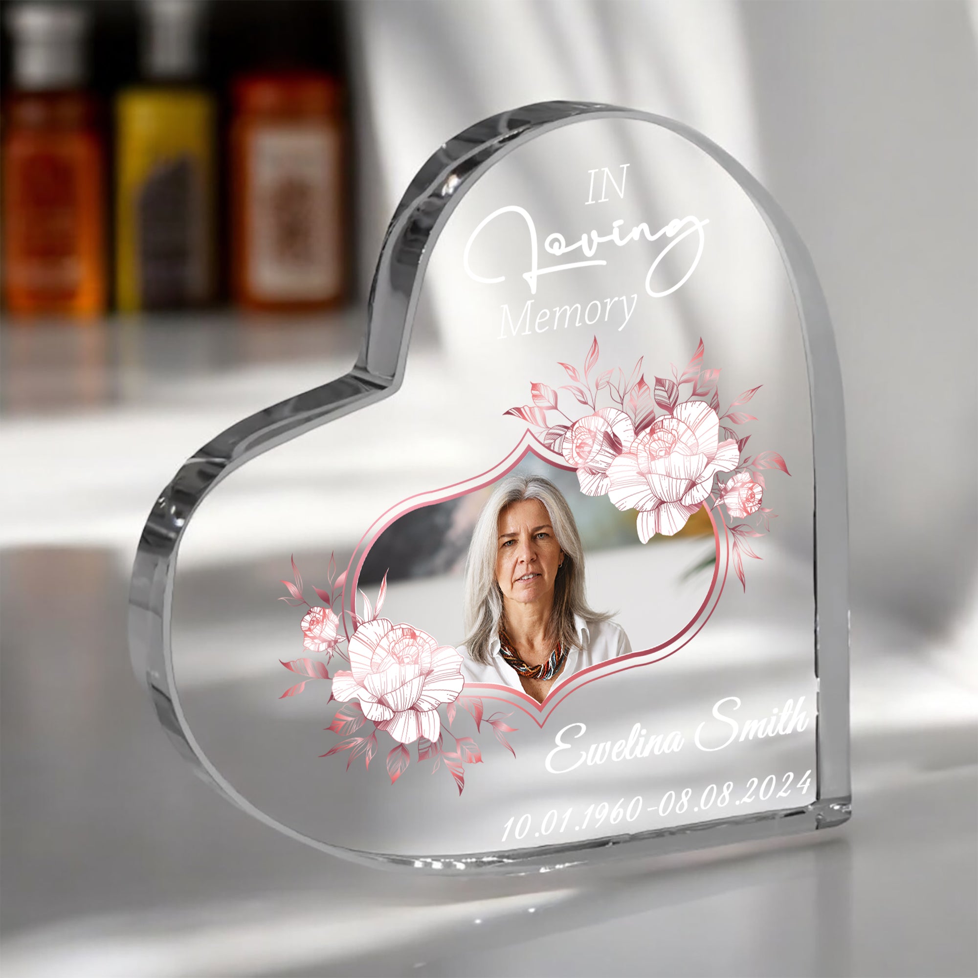 Engagement Personalised Acrylic Glass Heart Block In Gift Box