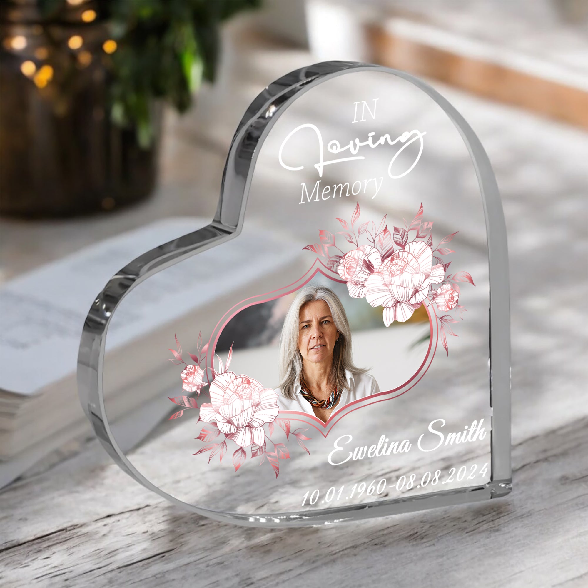 Engagement Personalised Acrylic Glass Heart Block In Gift Box