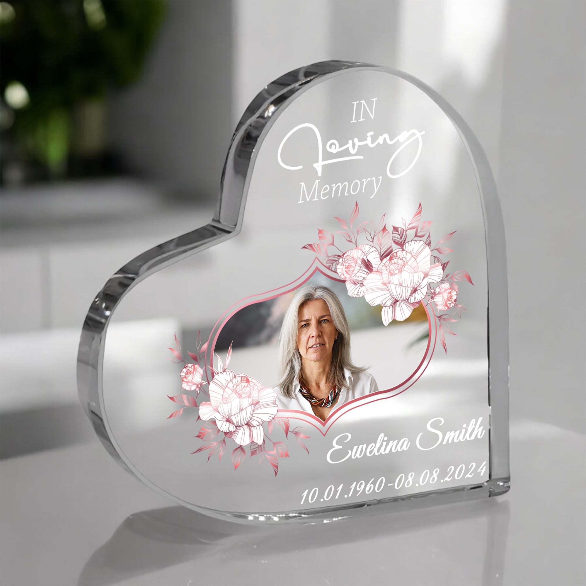 Engagement Personalised Acrylic Glass Heart Block In Gift Box