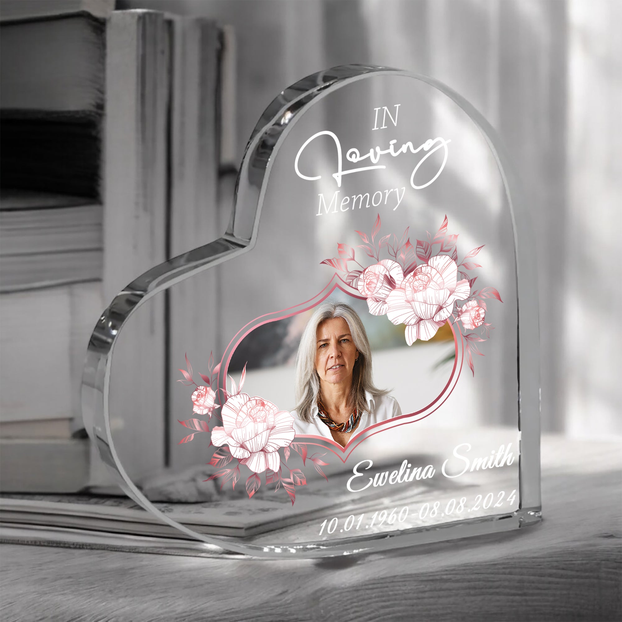 Engagement Personalised Acrylic Glass Heart Block In Gift Box