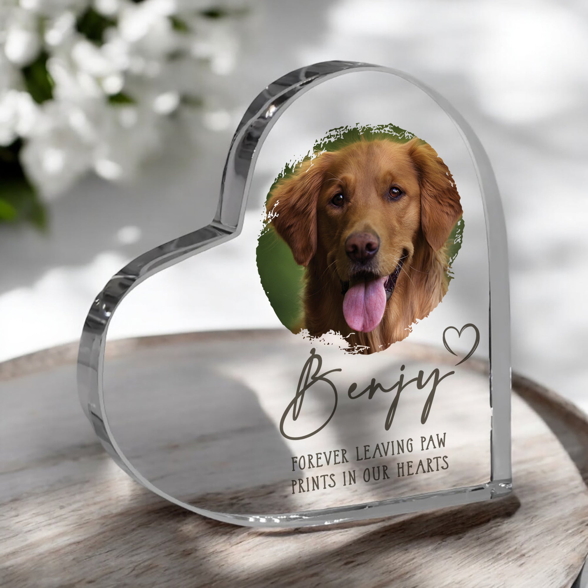 Pet Memorial Keepsake | Acrylic Block Remembrance Heart with Own Photo | Bereavement Sympathy Gift | 10x10x2cm