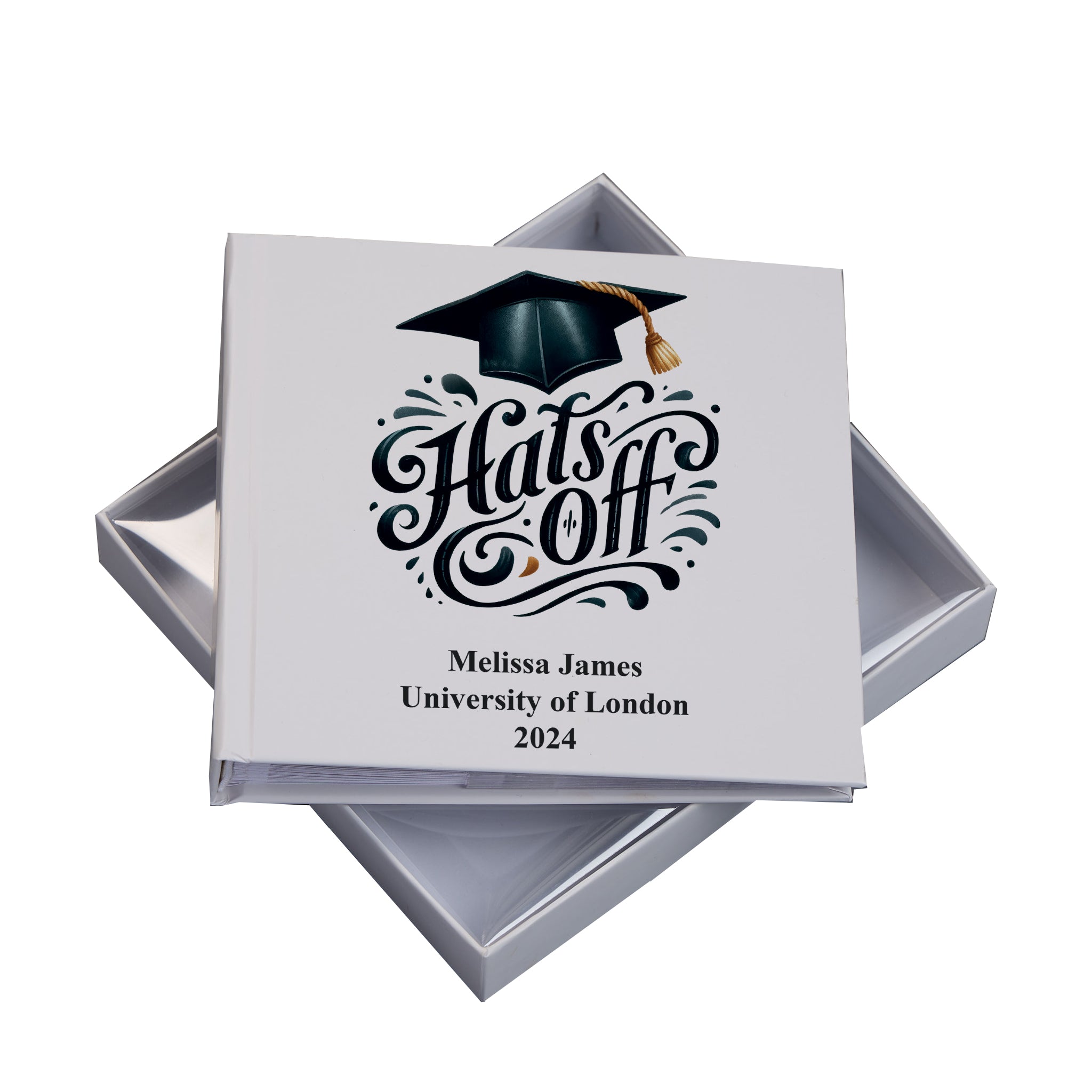 Personalised Graduation Photo Album Keepsake Gift Hats Off