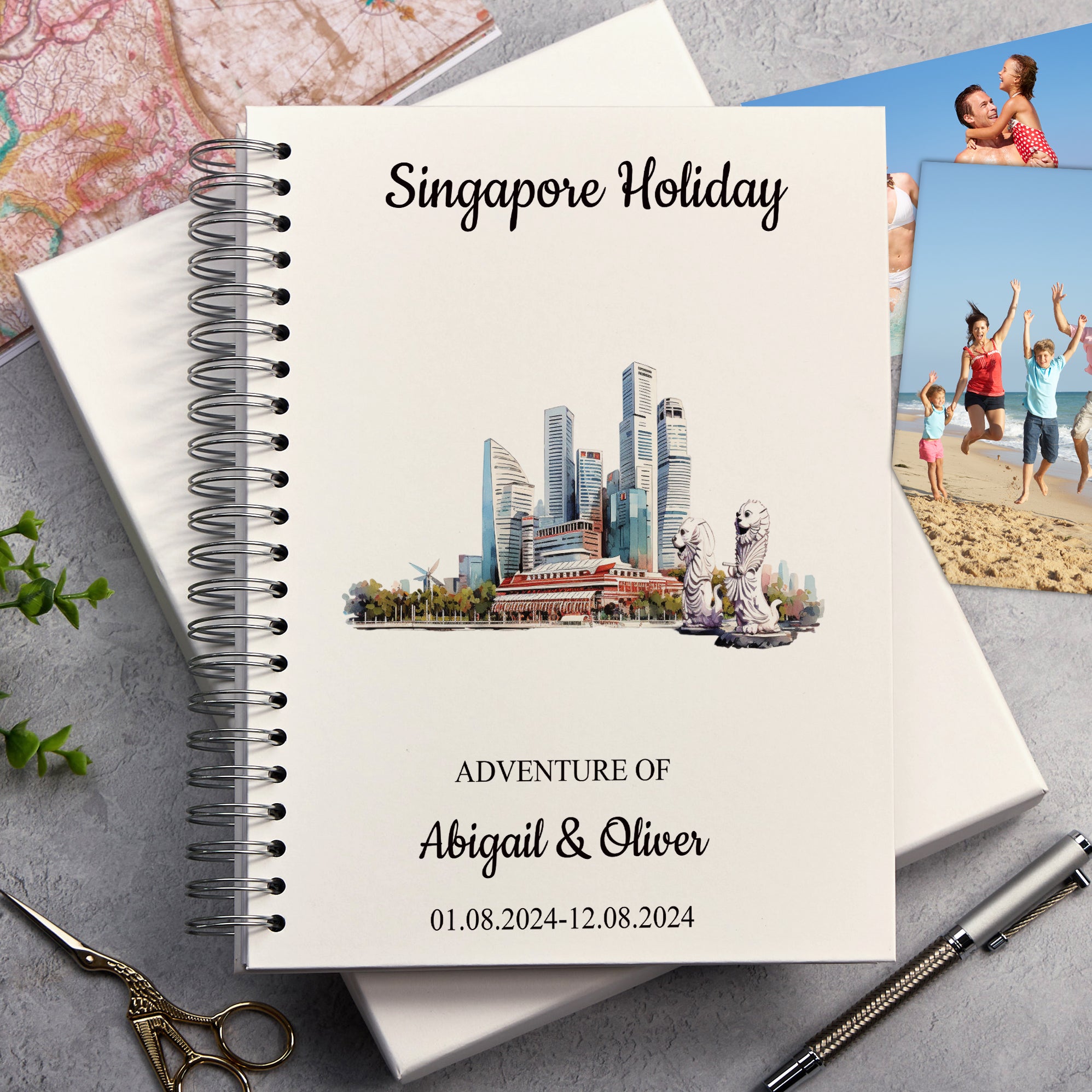 Personalised Singapore Holiday Memory Scrapbook Journal Photo Albums