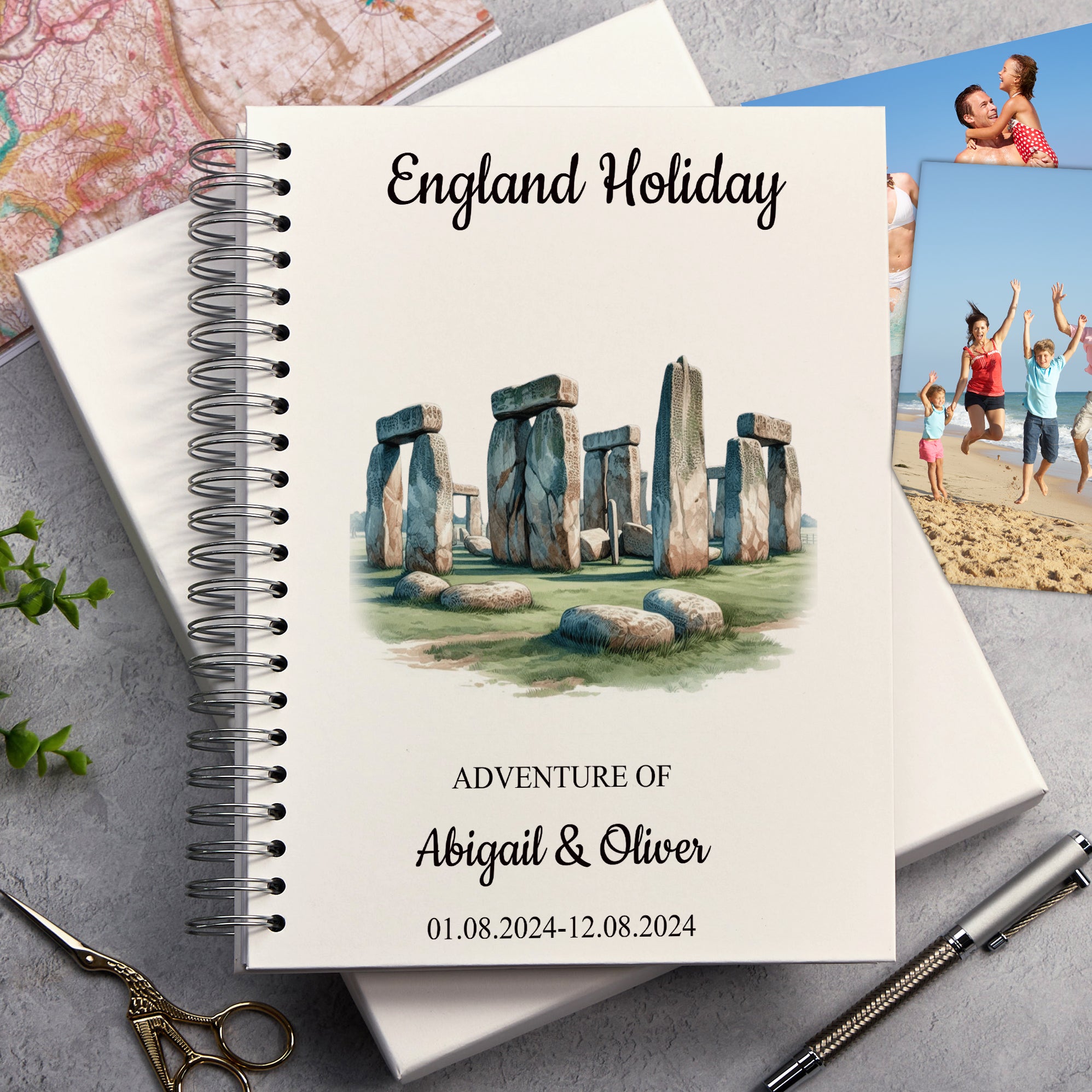 Personalised England, London Holiday Memory Scrapbook Journal Photo Albums