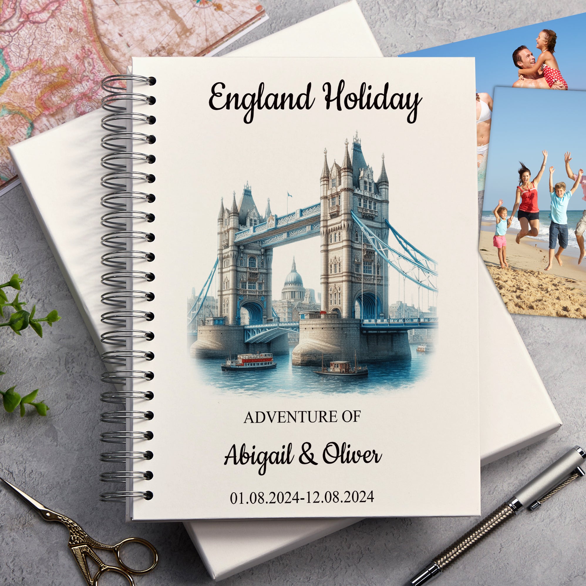 Personalised England, London Holiday Memory Scrapbook Journal Photo Albums