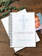 Large Holy Communion Photo Album Scrapbook Guest Book Boxed With Blue Cross