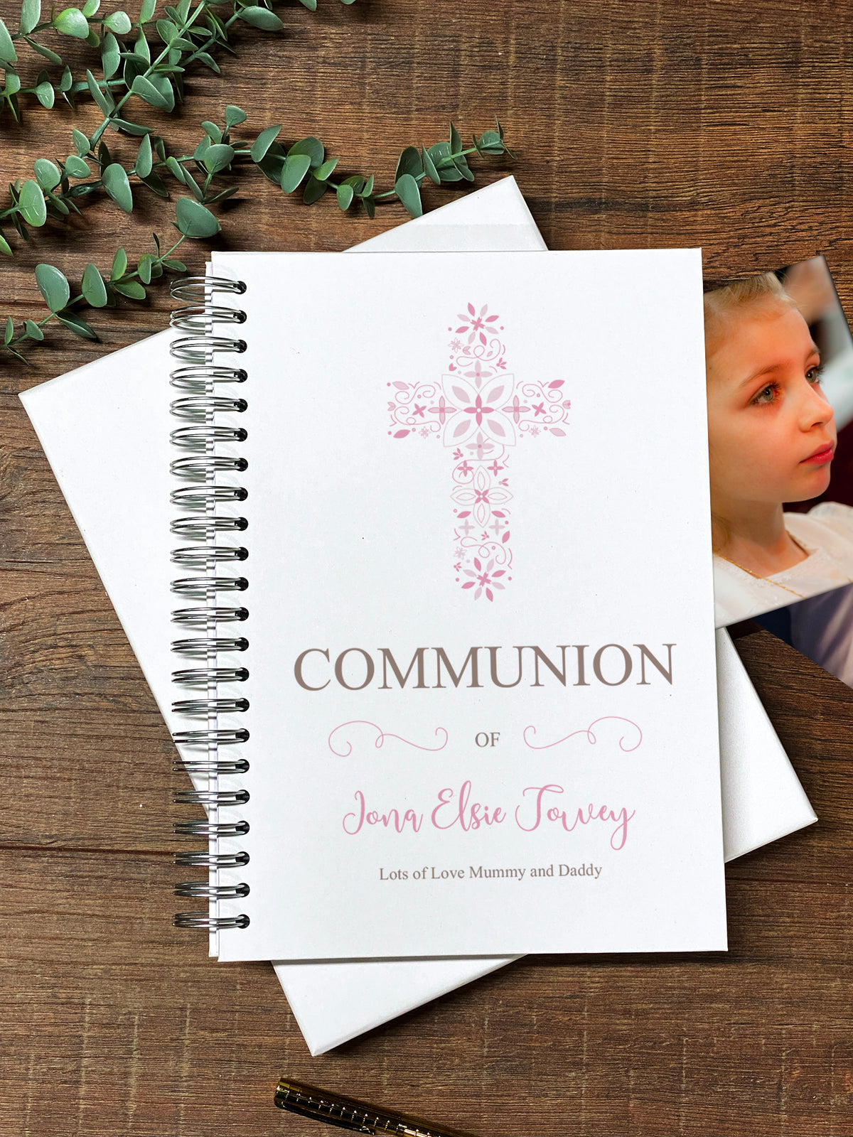 Large Holy Communion Photo Album Scrapbook Guest Book Boxed With Pink Cross