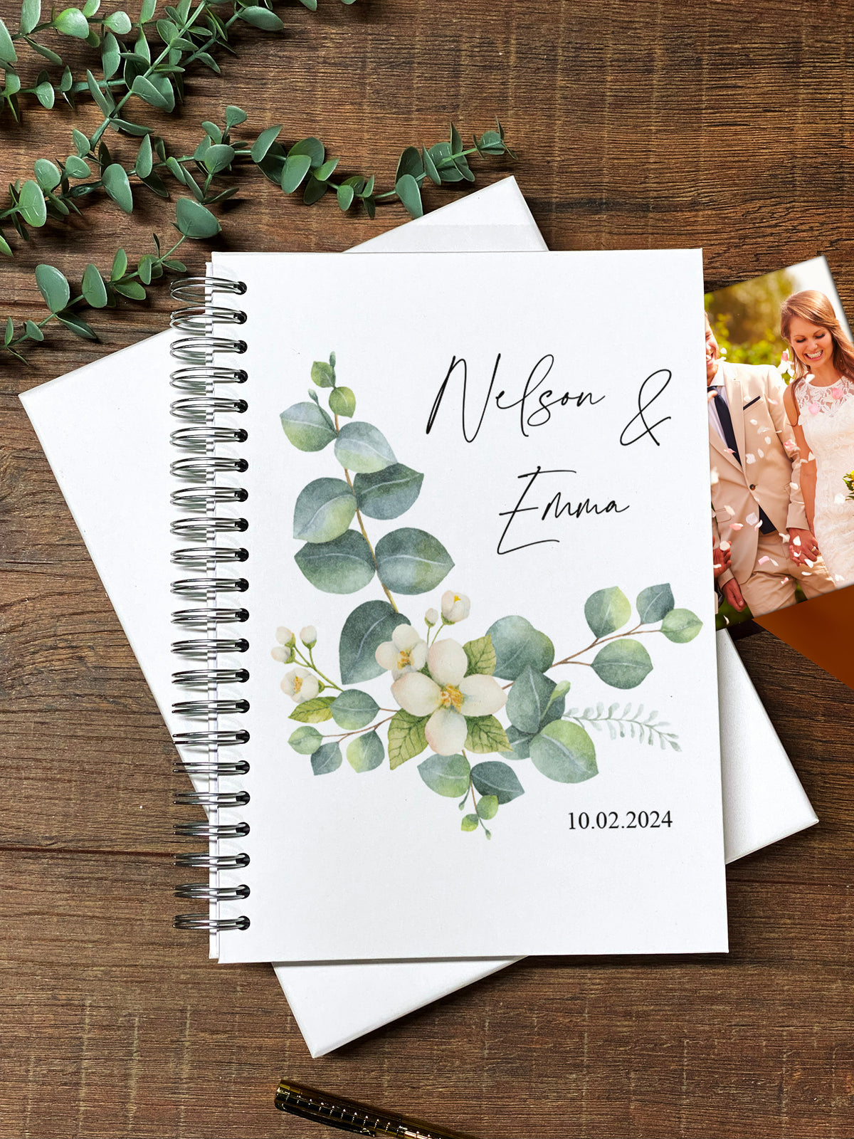 Large A4 Wedding Photo Album Scrapbook Or Guest Book Boxed With Eucalyptus Leaves