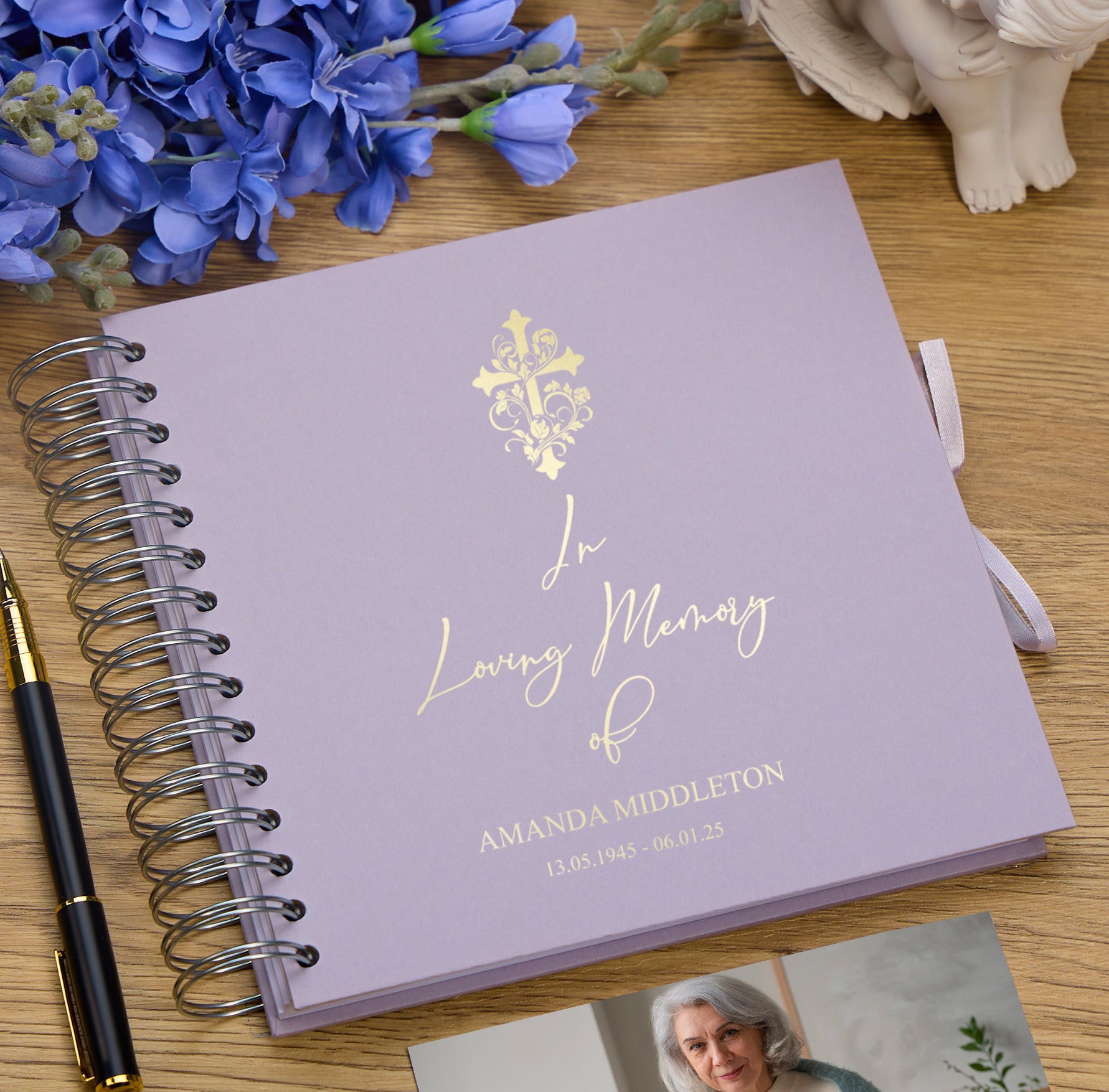 Persoanlised In Loving Memory Book - Ideal for Funerals, Condolences & Remembrance With Cross