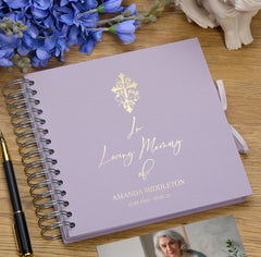 Persoanlised In Loving Memory Book - Ideal for Funerals, Condolences & Remembrance With Cross