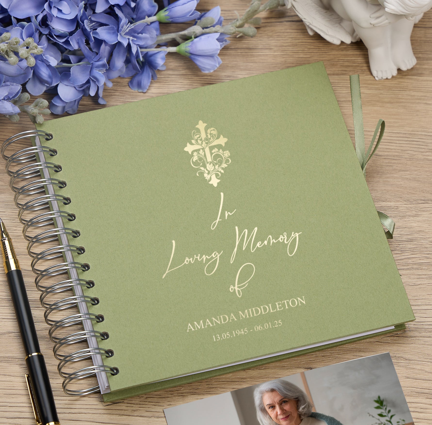 Persoanlised In Loving Memory Book - Ideal for Funerals, Condolences & Remembrance With Cross