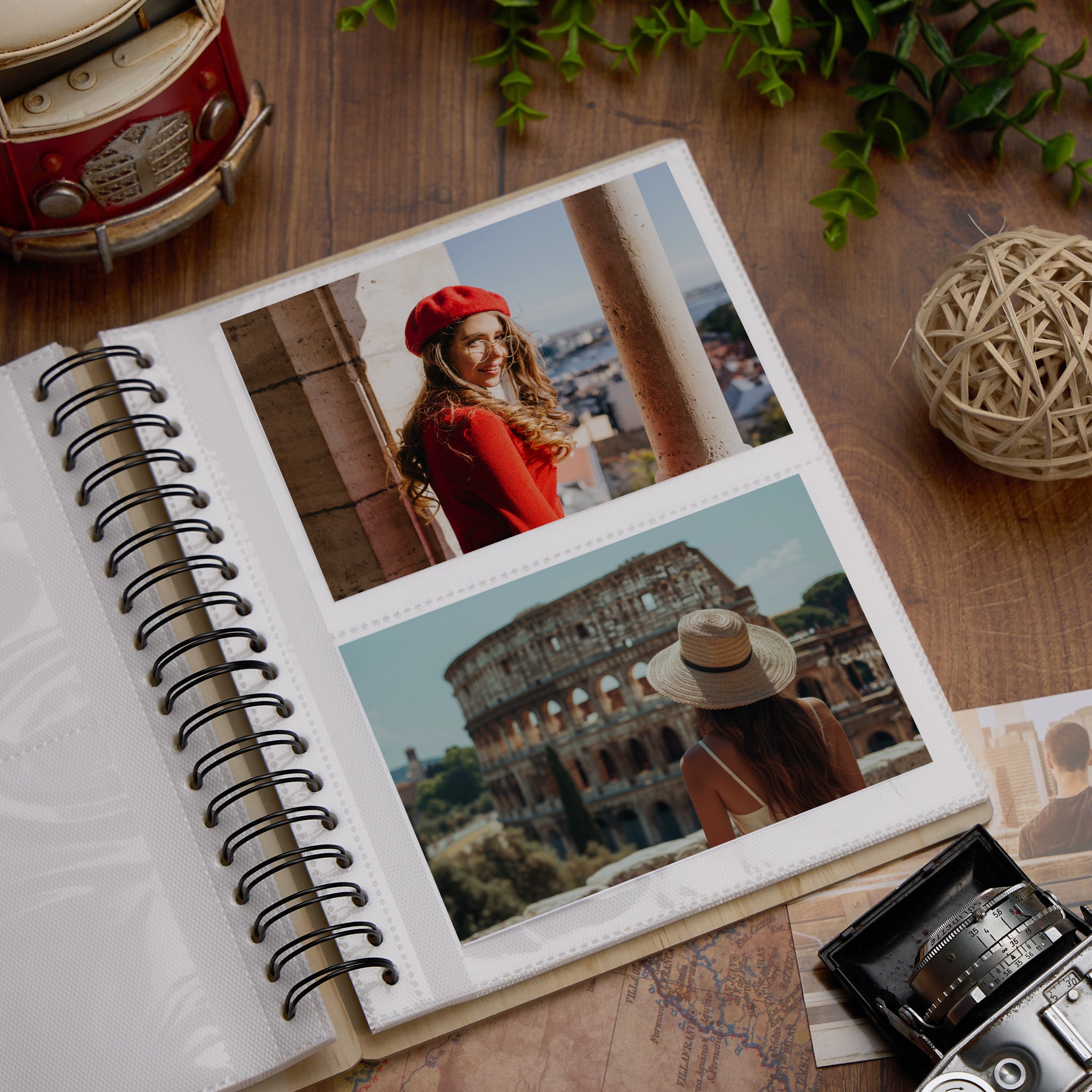 Personalised Large Engraved Wooden Photo Album Rome Holiday