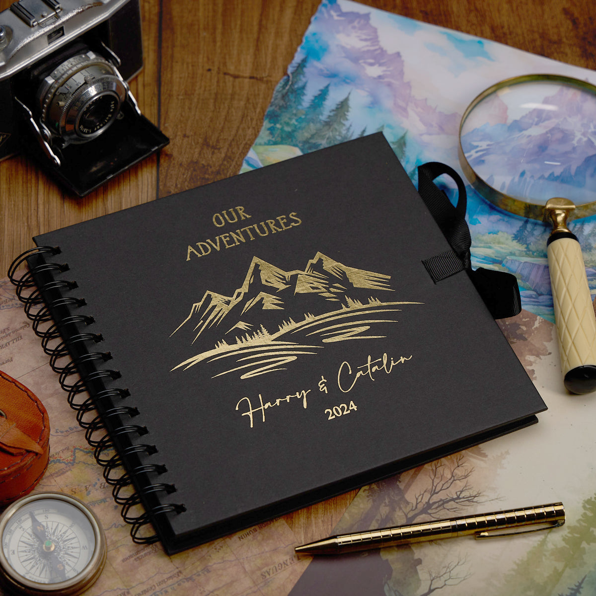 Personalised Our Adventures With Mountains Travel Journal Album Scrapbook