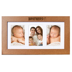 Personalised Brothers Wooden Triple Photo Picture Frame 6 x 4