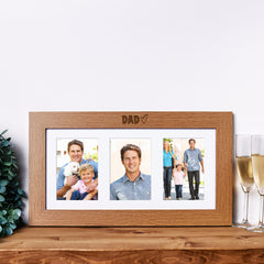 Dad Wooden Triple Photo Picture Frame 6 x 4