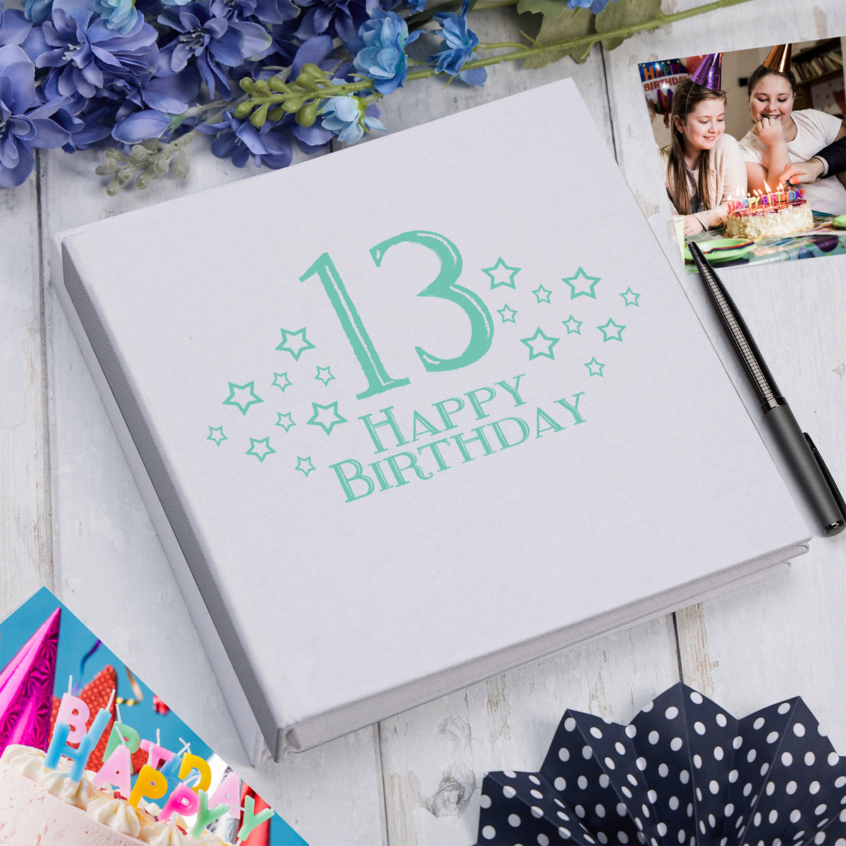 Large Book Bound 13th Birthday Gift For Her Or Him With Star Design Photo Album