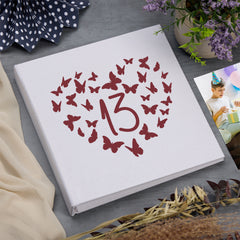 Large Book Bound 13th Birthday Gift For Her Or Him With Butterflies Photo Album