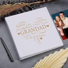 Large Book Bound Grandad Gift With Word Heart Photo Album