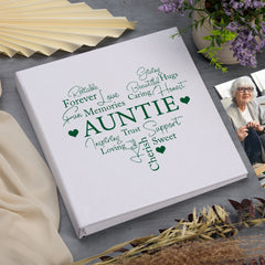 Large Book Bound Auntie Gift With Word Heart Photo Album