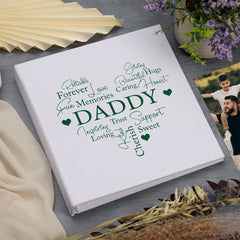 Large Book Bound Daddy Gift With Word Heart Photo Album