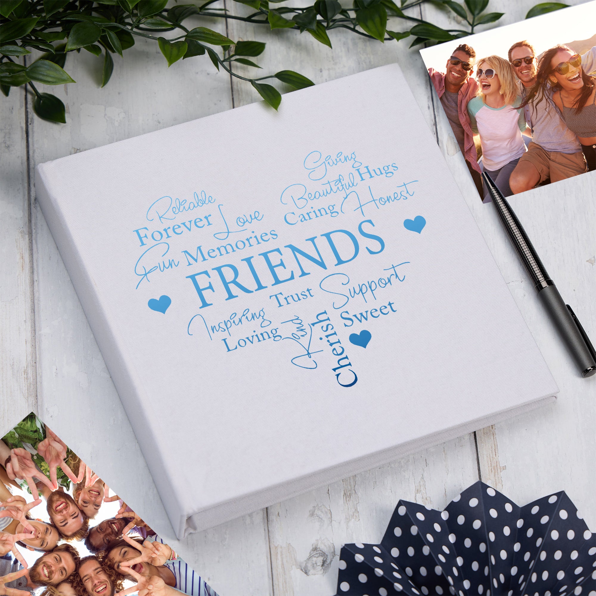 Large Book Bound Friends Gift With Word Heart Photo Album