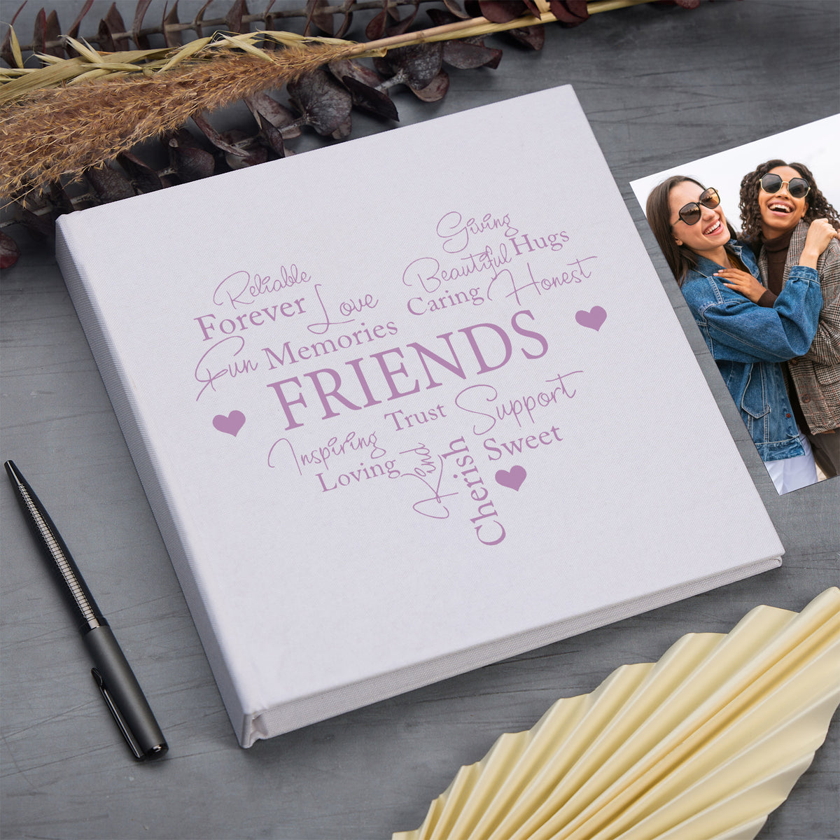 Large Book Bound Friends Gift With Word Heart Photo Album