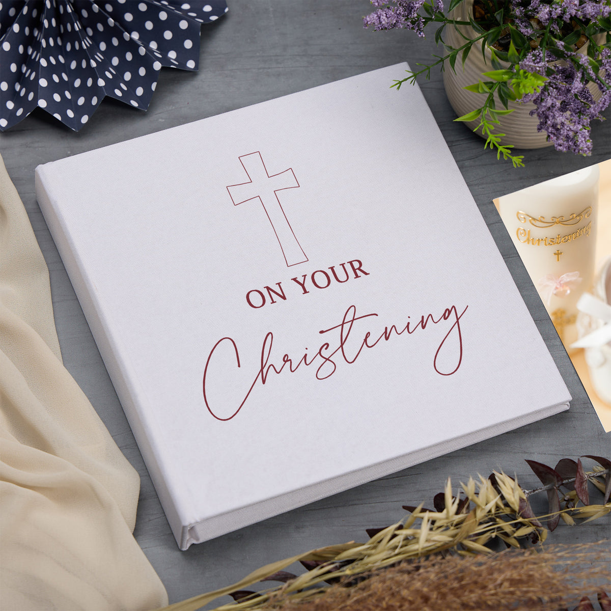 Large Book Bound Christening Gift Photo Album With Cross