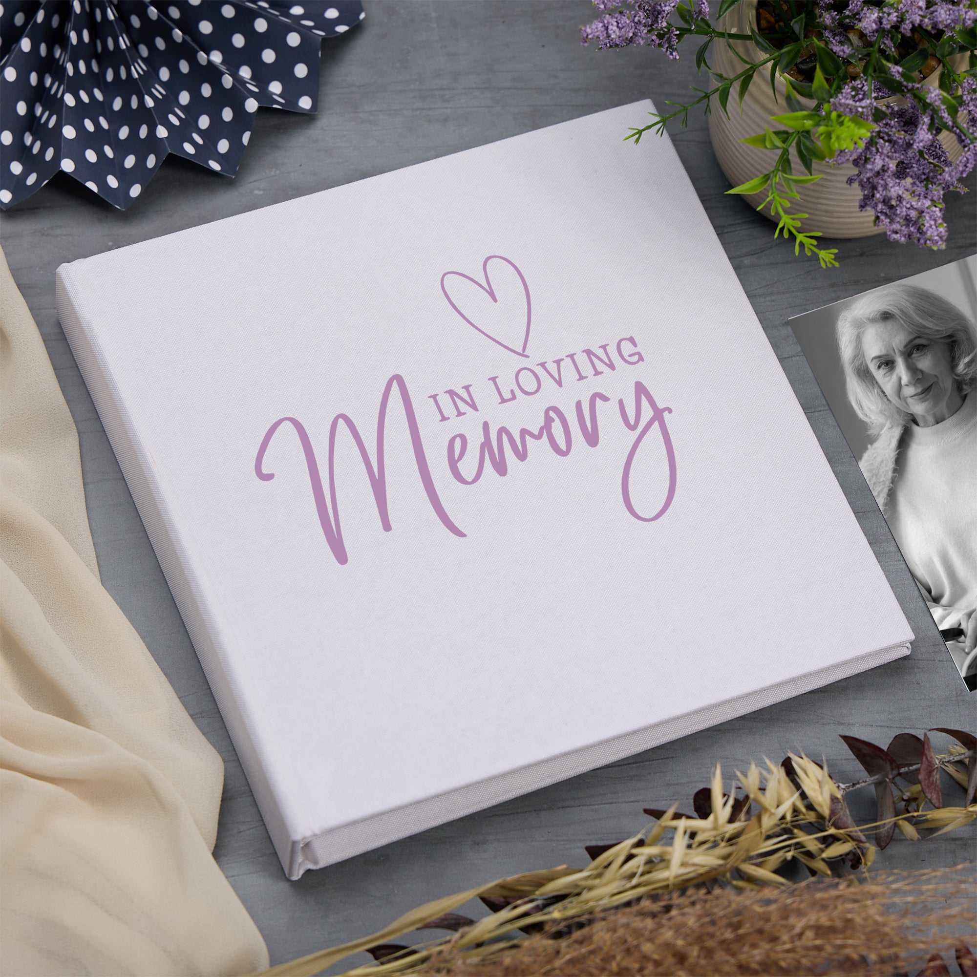 Large Book Bound In Loving Memory Memorial Remembrance Photo Album With Heart-Shaped