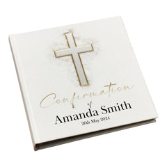 Large Book Bound Personalised Confirmation  Photo Album With Silver Cross