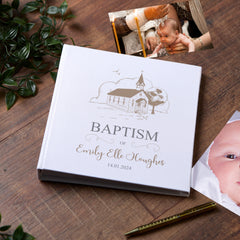 Large Book Bound Personalised Baptism Photo Album With Church