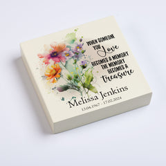 Personalised Graveside Remembrance Plaque Ornament With Floral Sentiment