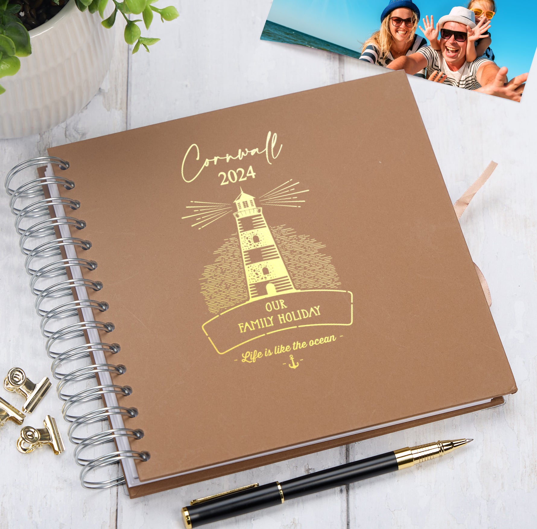 Personalised Lighthouse Seaside Family Holidays Journal Album Multiple Colour Scrapbook