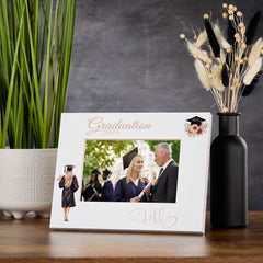 Personalised Graduation White Wooden Female Landscape Photo Frame Gift