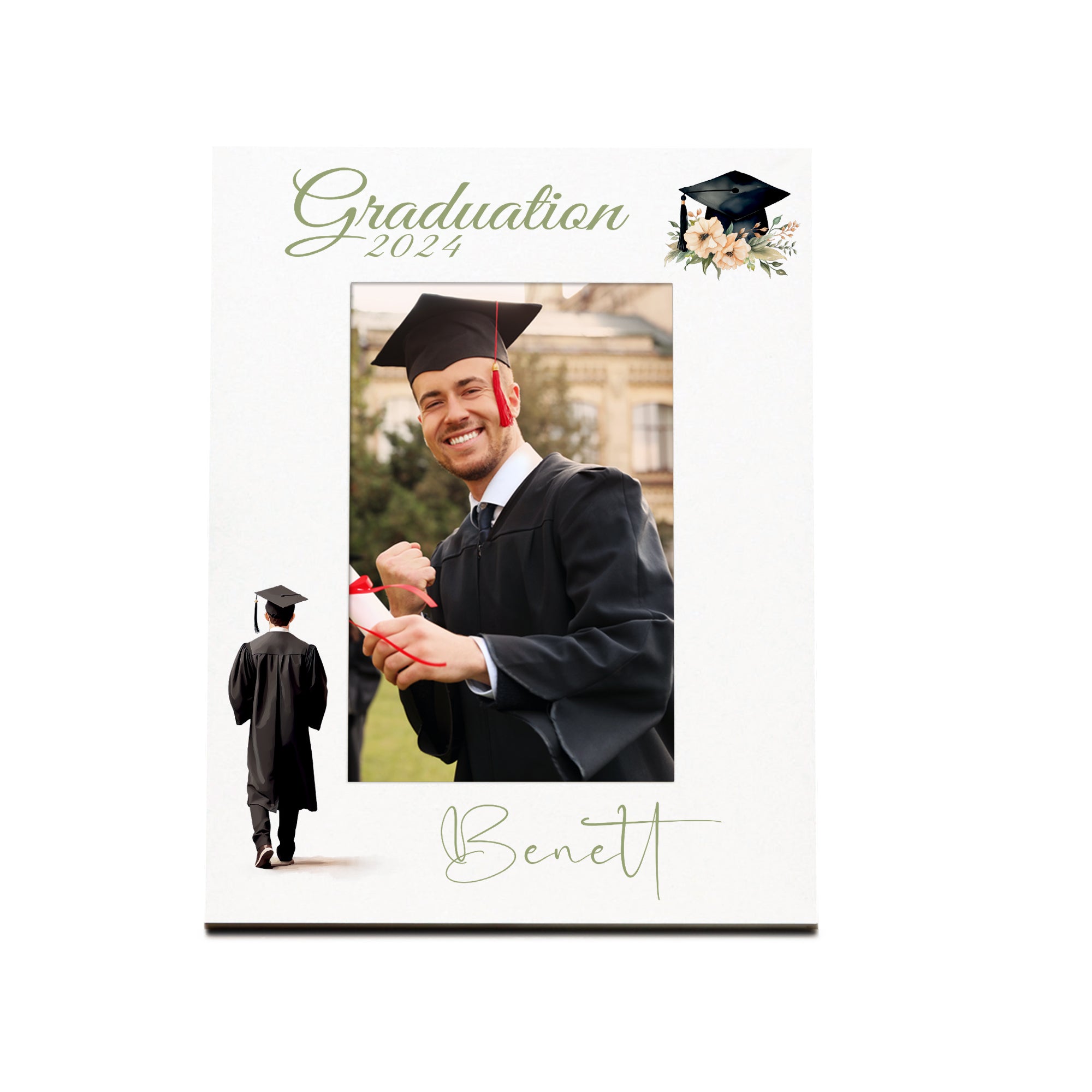 Personalised Graduation White Wooden Male Portrait Photo Frame Gift