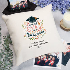 Graduation Gift Personalised Filled Cushion 40cm Zip Closure Various Sentiments