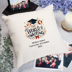 Graduation Gift Personalised Filled Cushion 40cm Zip Closure Various Sentiments