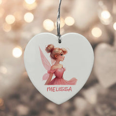 Personalised Fairy Gift Large Ceramic Heart Decorations For Kids