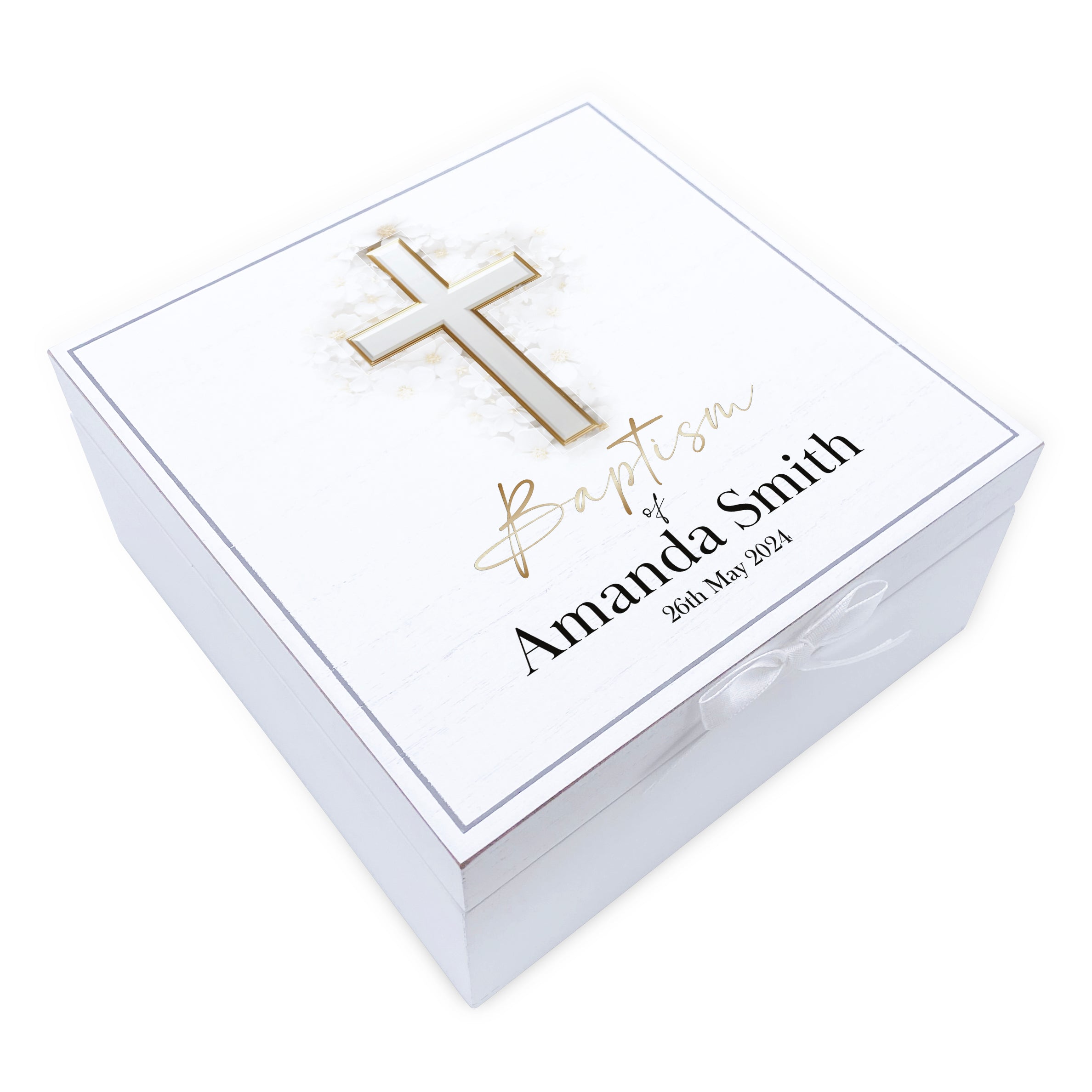 Personalised Baptism Keepsake Box Gift With Vintage Finish