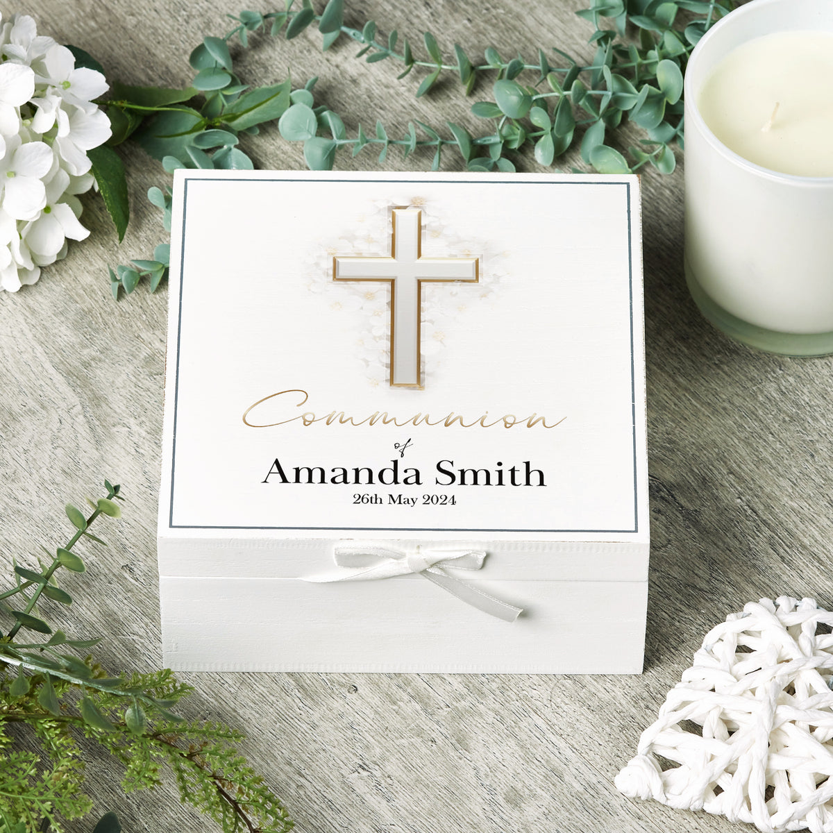 Personalised Communion Keepsake Box Gift With Vintage Finish