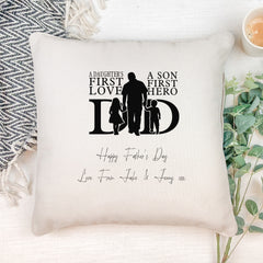 Personalised Daughter and Son To Dad Filled Cushion Pillow Gift