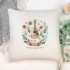 Personalised Dad Filled Cushion Pillow Gift With Guitar