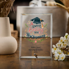 Personalised Graduation Keepsake Glass Plaque Gift Various Design